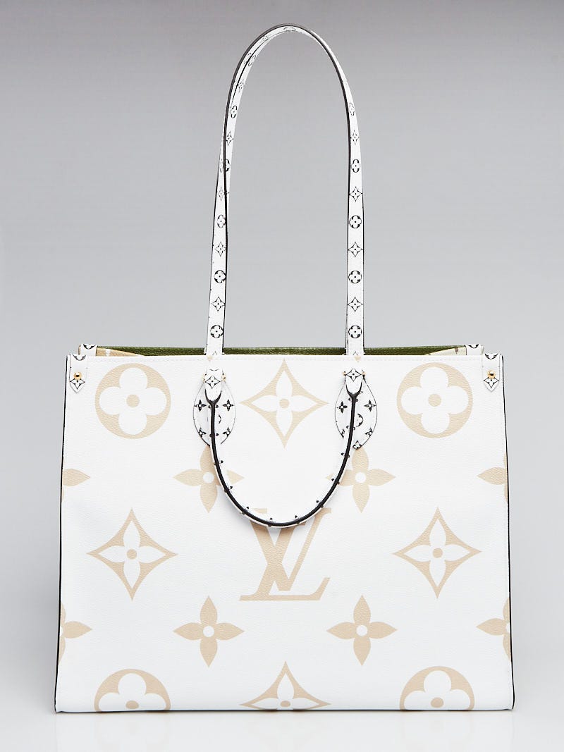 Louis Vuitton Khaki Green/White Monogram Giant Reverse Canvas Onthego GM  Tote Bag - Yoogi's Closet