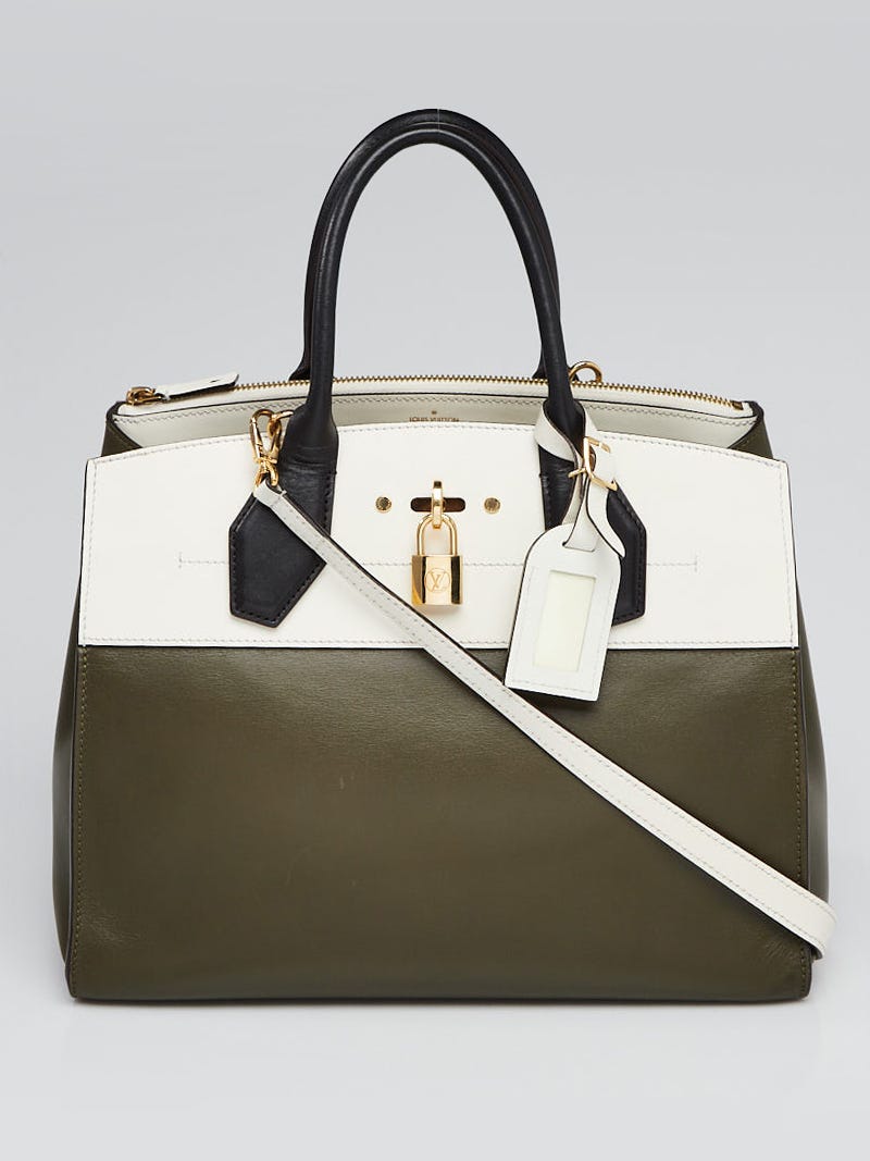 Louis Vuitton White/Green Leather City Steamer MM Bag - Yoogi's Closet
