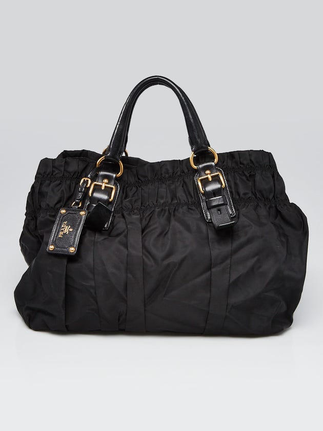 Prada Black Gaufre Tessuto Nylon Shopping Tote Bag