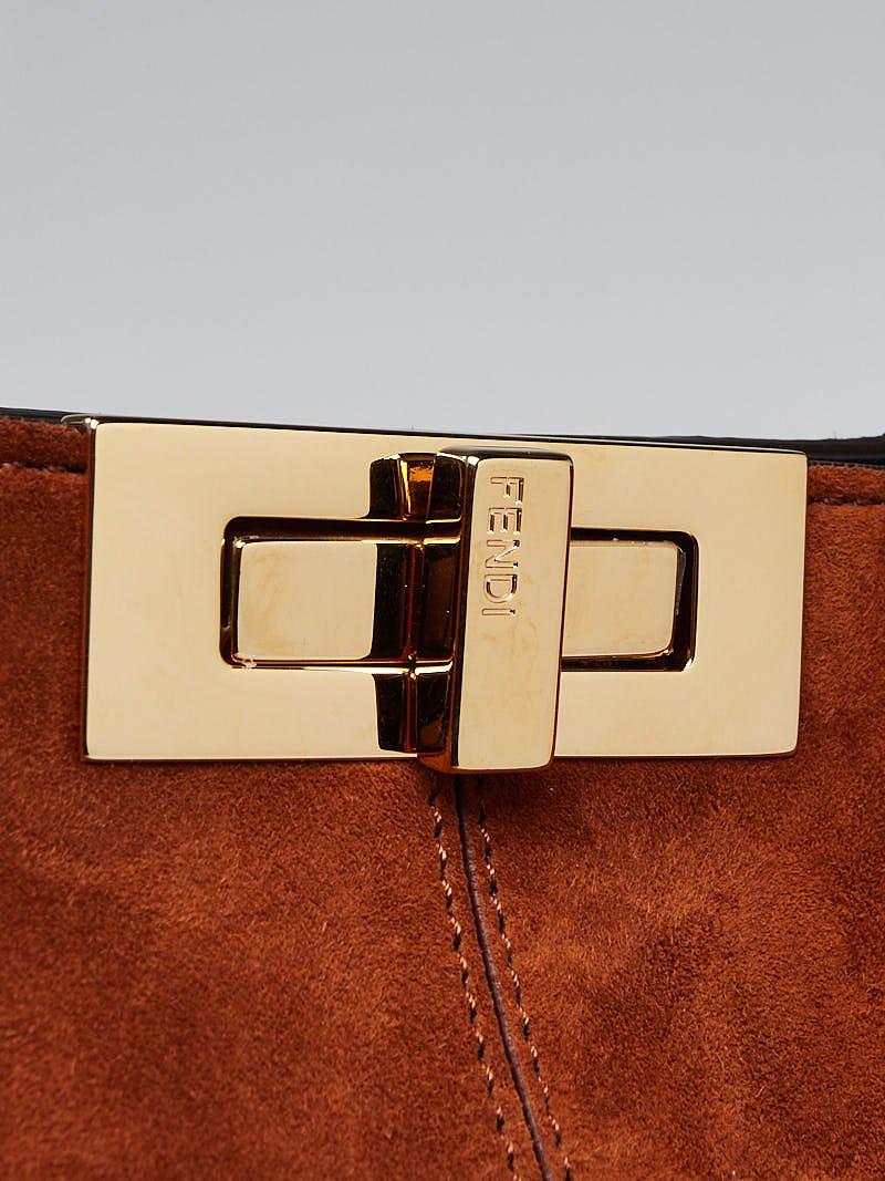 Fendi Brown Suede Peekaboo X-Lite Large Tote Bag - 8BN304