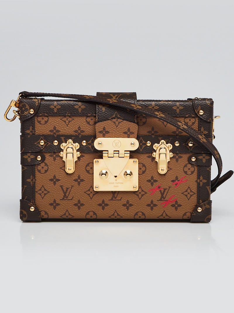 Louis Vuitton Petite Malle Handbag Reverse Monogram Canvas Brown