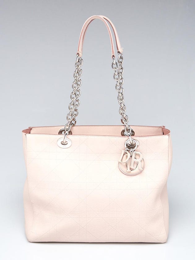 Christian Dior Rose Poudre Grained Calfskin Leather Cannage Quilted Medium Ultradior Tote Bag