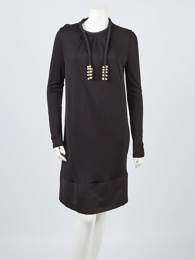 Chloe Black Rayon Long Sleeve Sheath Dress Size L