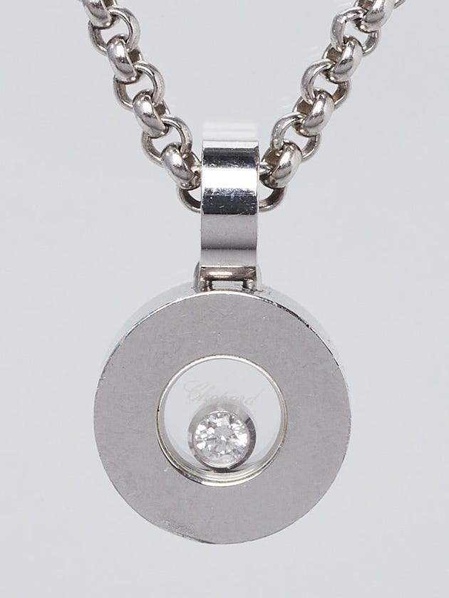 Chopard 18k White Gold Happy Diamonds Floating Diamond Solitaire Pendant Necklace