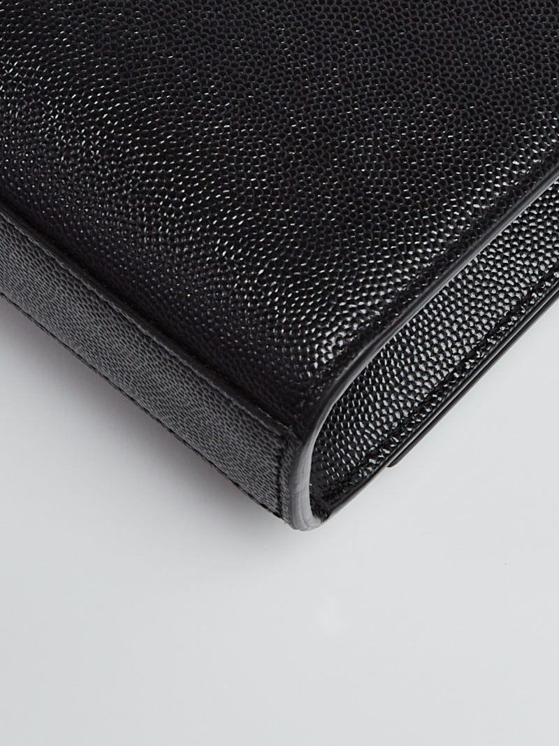 Yves Saint Laurent Black Grained Leather Monogram Medium Kate Flap