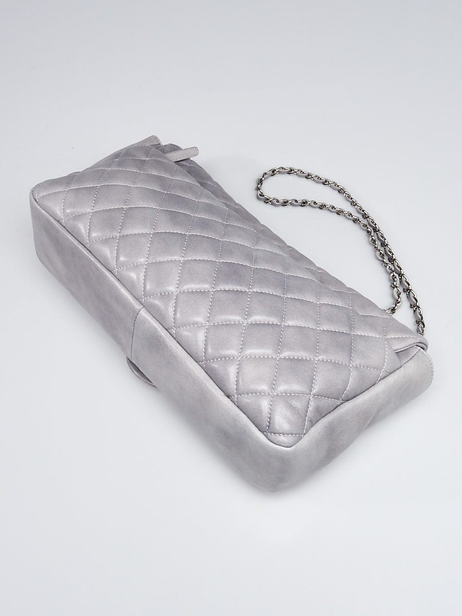 Chanel Light Grey Quilted Lambskin Leather Coco Rain Jumbo Flap Bag -  Yoogi's Closet