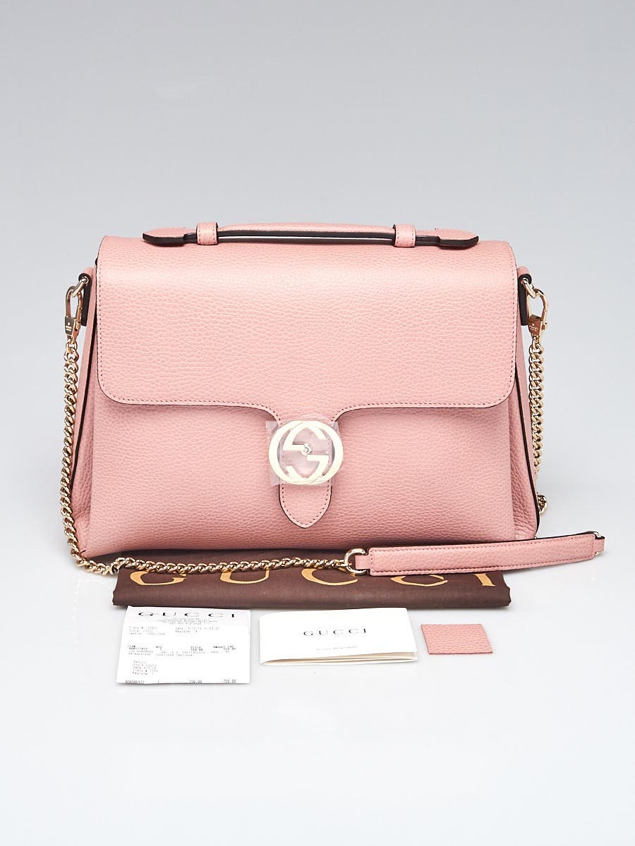 Uit solidariteit Buitenboordmotor Gucci Pink Pebbled Leather Dollar Medium Shoulder Bag - Yoogi's Closet