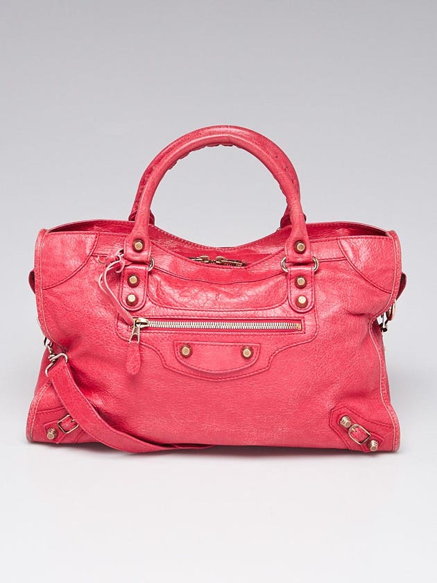 Balenciaga Rose Thulian Lambskin Leather Giant 12 Rose Gold City Bag