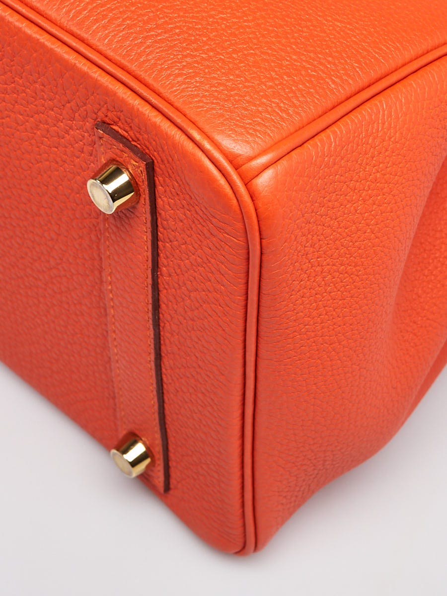 Hermes 30cm Birkin Bag Togo Leather with Strap Orange Gold Replica