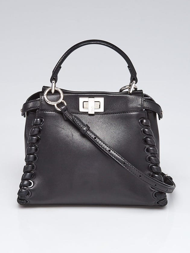 Fendi Black Nappa Leather Lace Up Mini Peekaboo Bag 8BN244