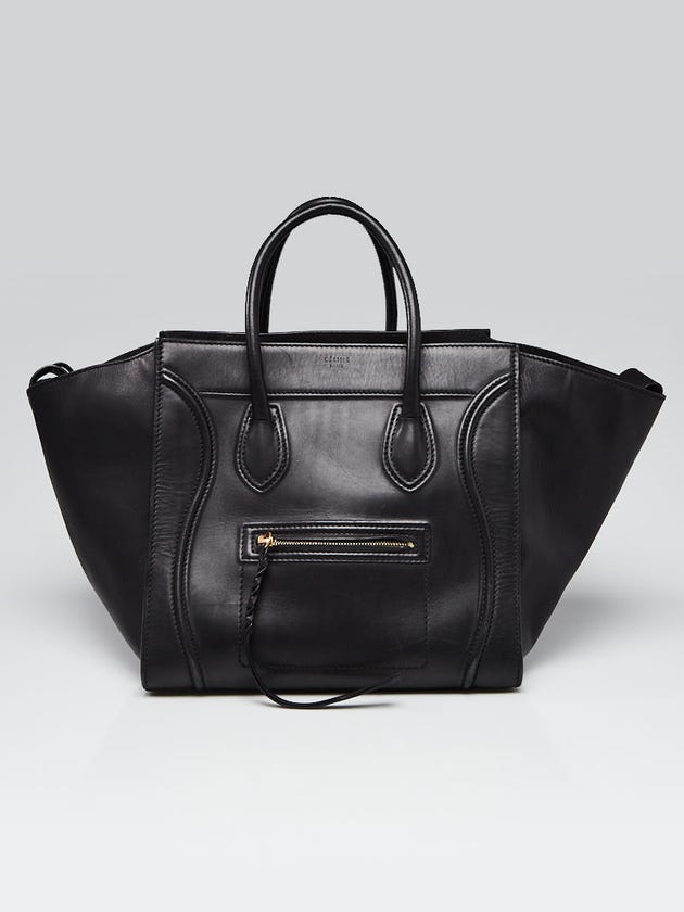Celine Black Leather Medium Phantom Luggage Tote Bag