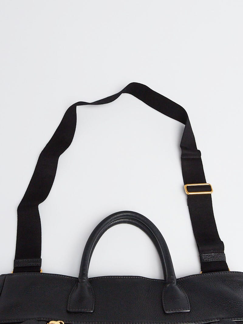Prada Black Vitello Daino Leather Large Tote Bag BN2545