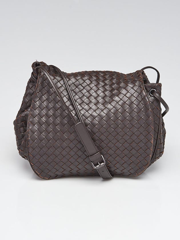 Bottega Veneta Brown Intrecciato Woven Nappa Leather Crossbody Messenger Bag