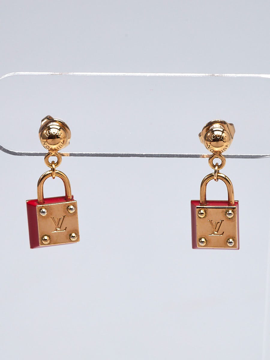 Louis Vuitton Red Enamel and Goldtone Metal Lock N'Roll Drop