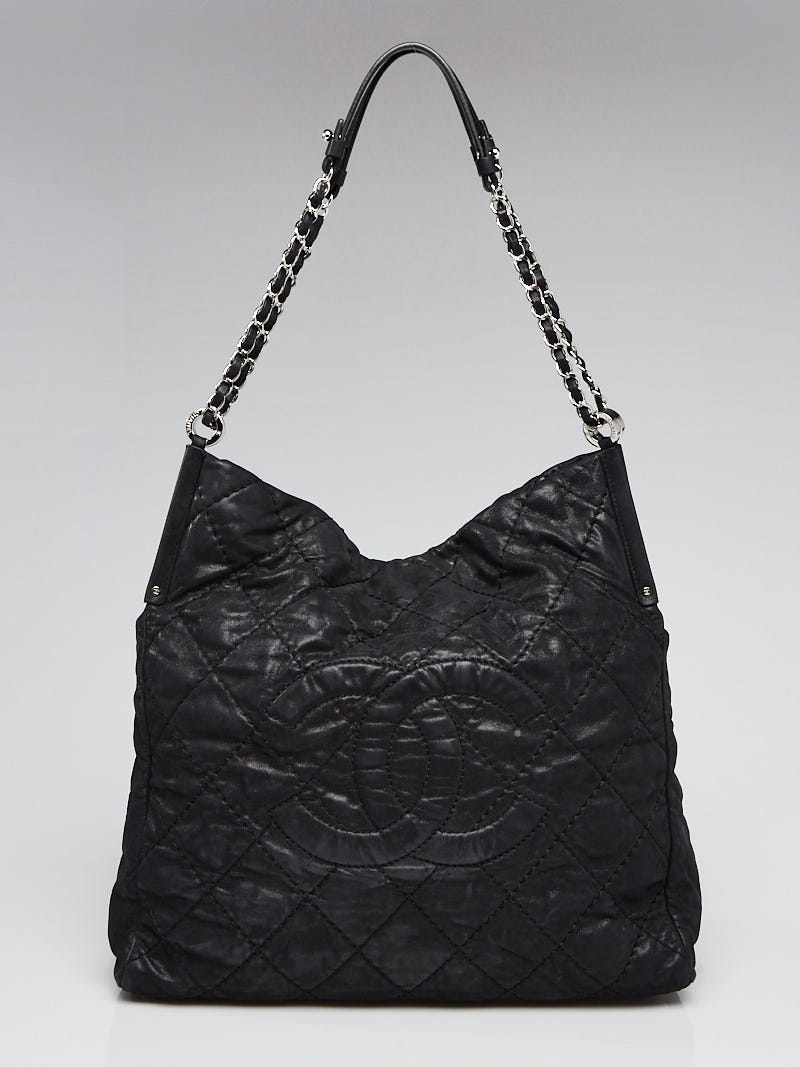 Chanel Black Quilted Iridescent Calfskin Leather Large Shopping Tote Bag - Yoogi's  Closet