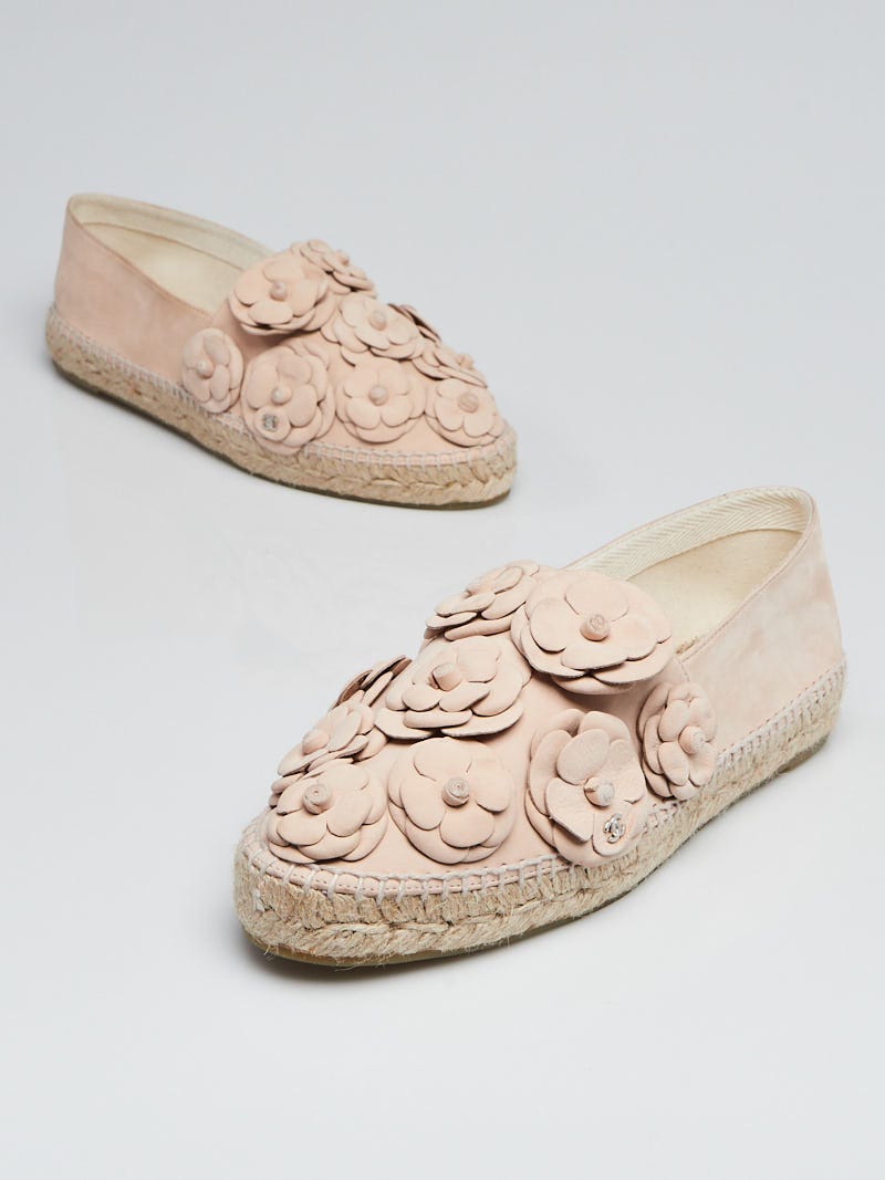 Chanel CC logo Camelia popular flower suede Espadrilles