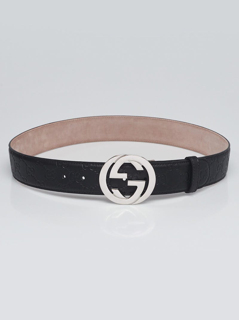 Gucci Black Guccissima Monogram Leather GG Interlocking G Belt