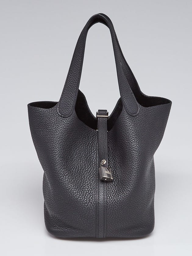 Hermes 22cm Black Clemence Leather Picotin Lock Bag