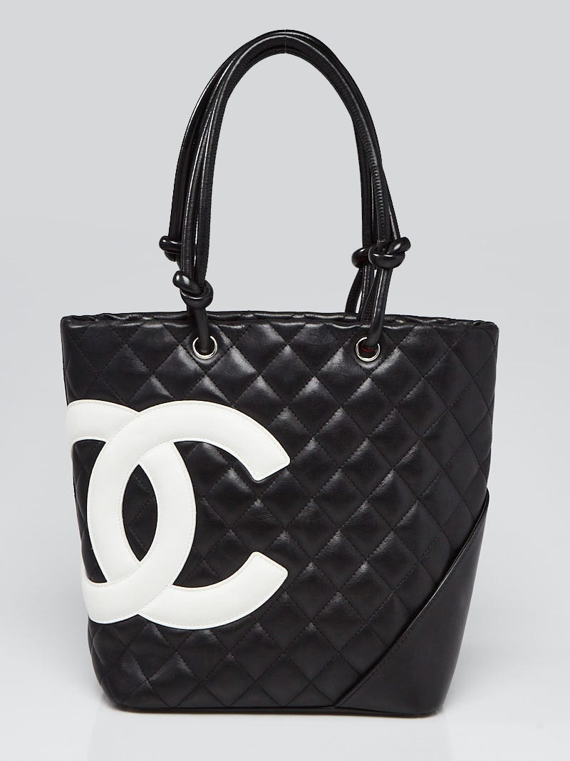 Chanel Black/White Quilted Cambon Ligne Medium Tote Bag - Yoogi's