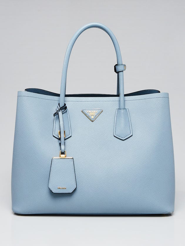 Prada Light Blue Saffiano Leather Double Handle Tote Bag B2756T