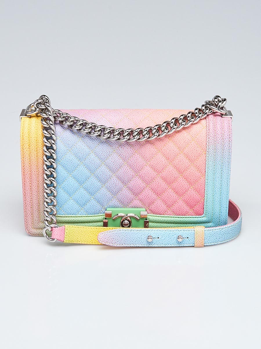  Chanel, Pre-Loved Rainbow Quilted Caviar Boy Bag