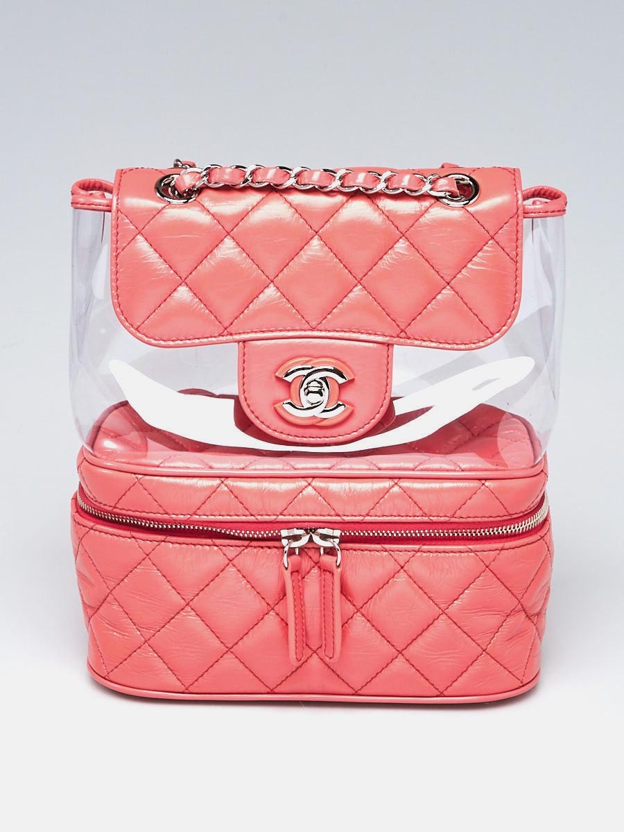 Chanel Pink Crumpled Leather and Transparent PVC Vanity Flap 