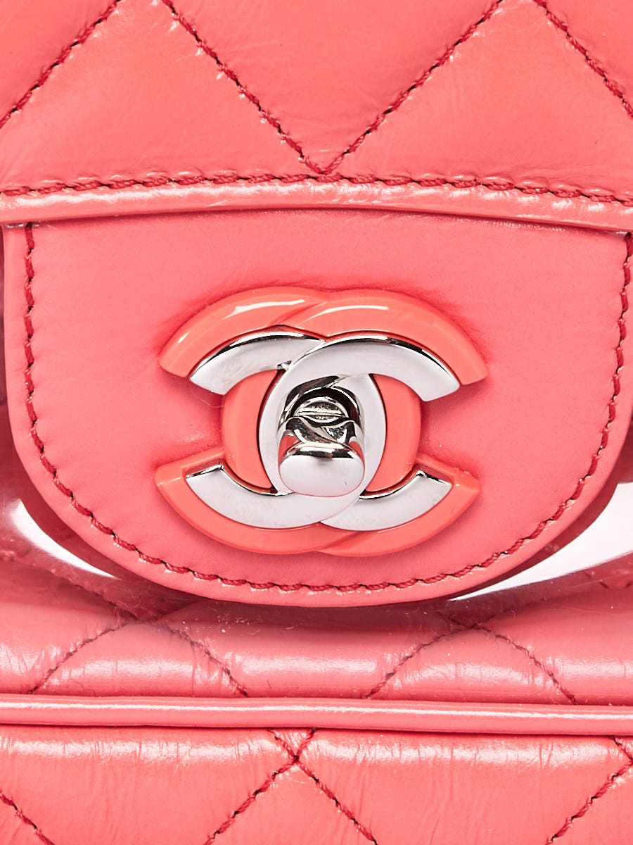 Chanel Pink Crumpled Leather and Transparent PVC Vanity Flap