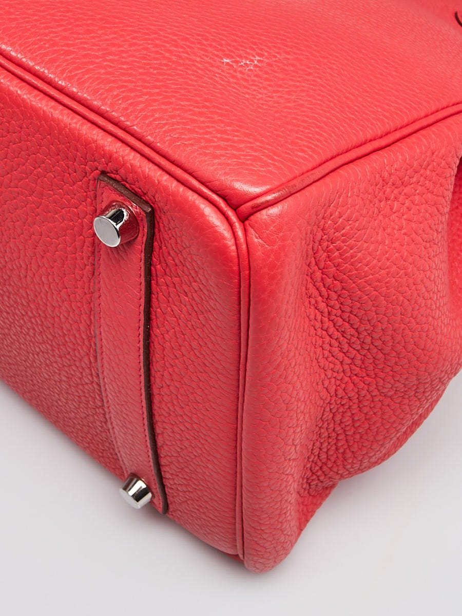 Hermes 35cm Rose Jaipur Clemence Leather Palladium Plated Birkin