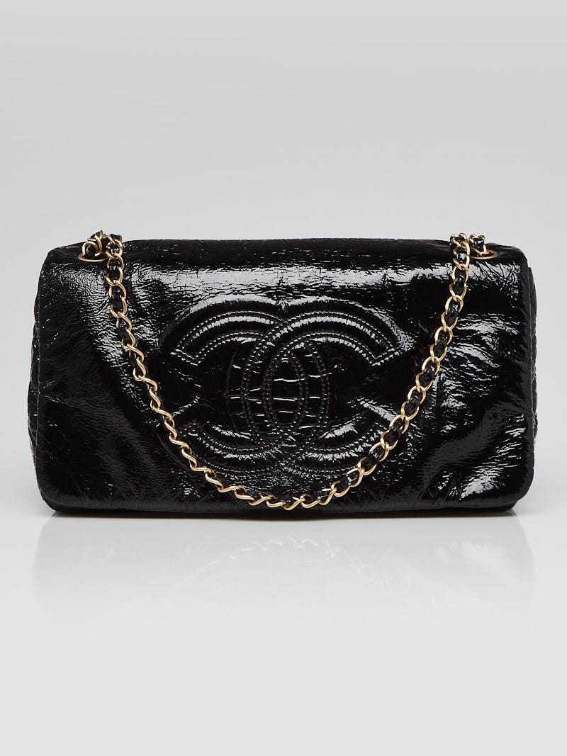 Chanel Black Vinyl Rock and Chain Medium Flap Bag - Yoogi's Closet