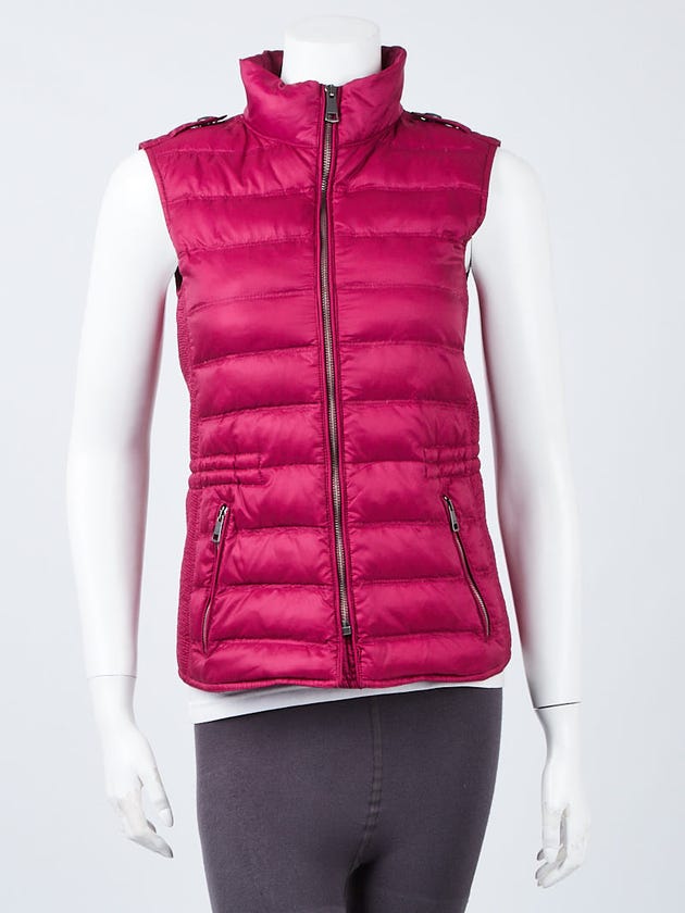 Burberry Garnet Pink Nylon Cranstead Puffer Vest Size XS