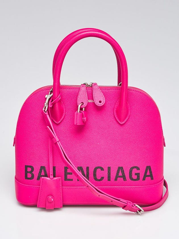 Balenciaga Fuchsia Grained Leather Ville Top Handle Bag