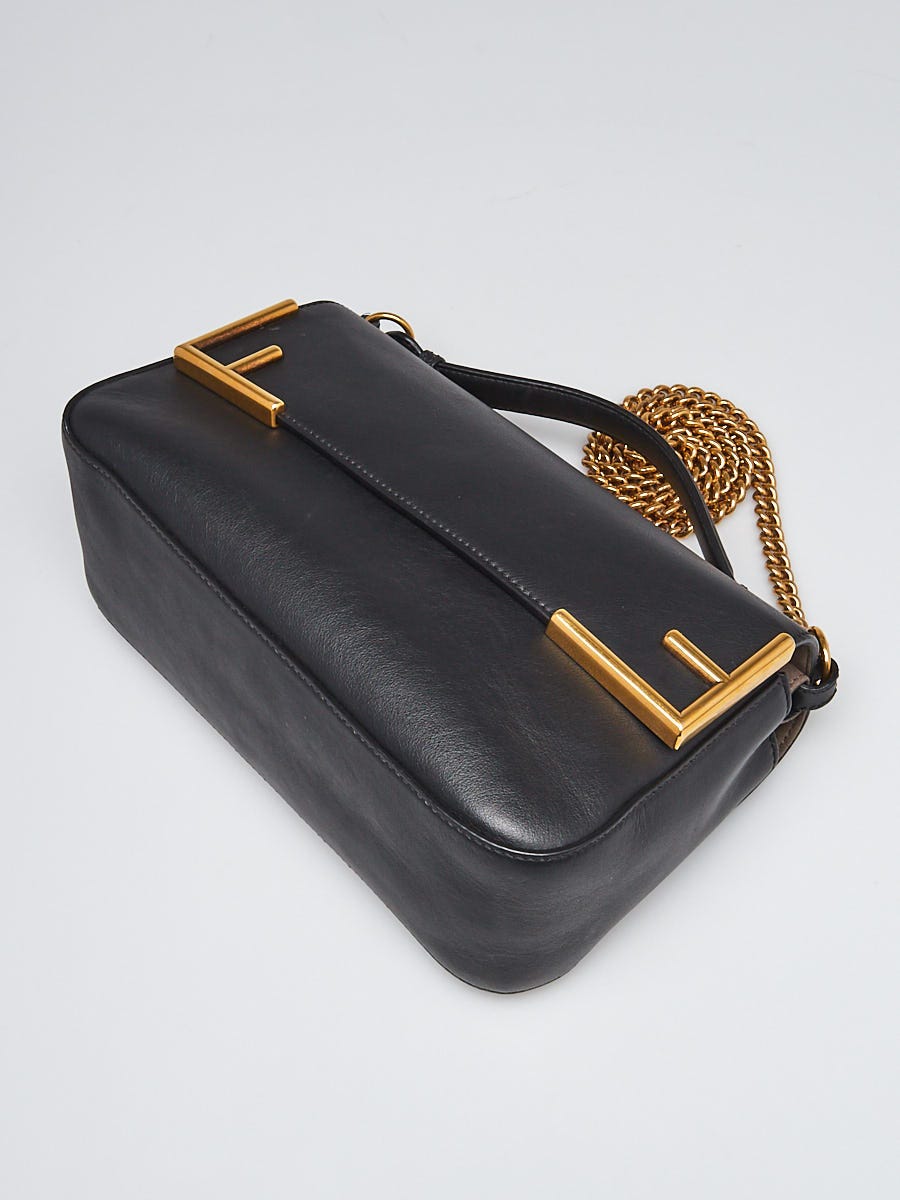 Fendi Black/Brown Coated Canvas and Leather Double F