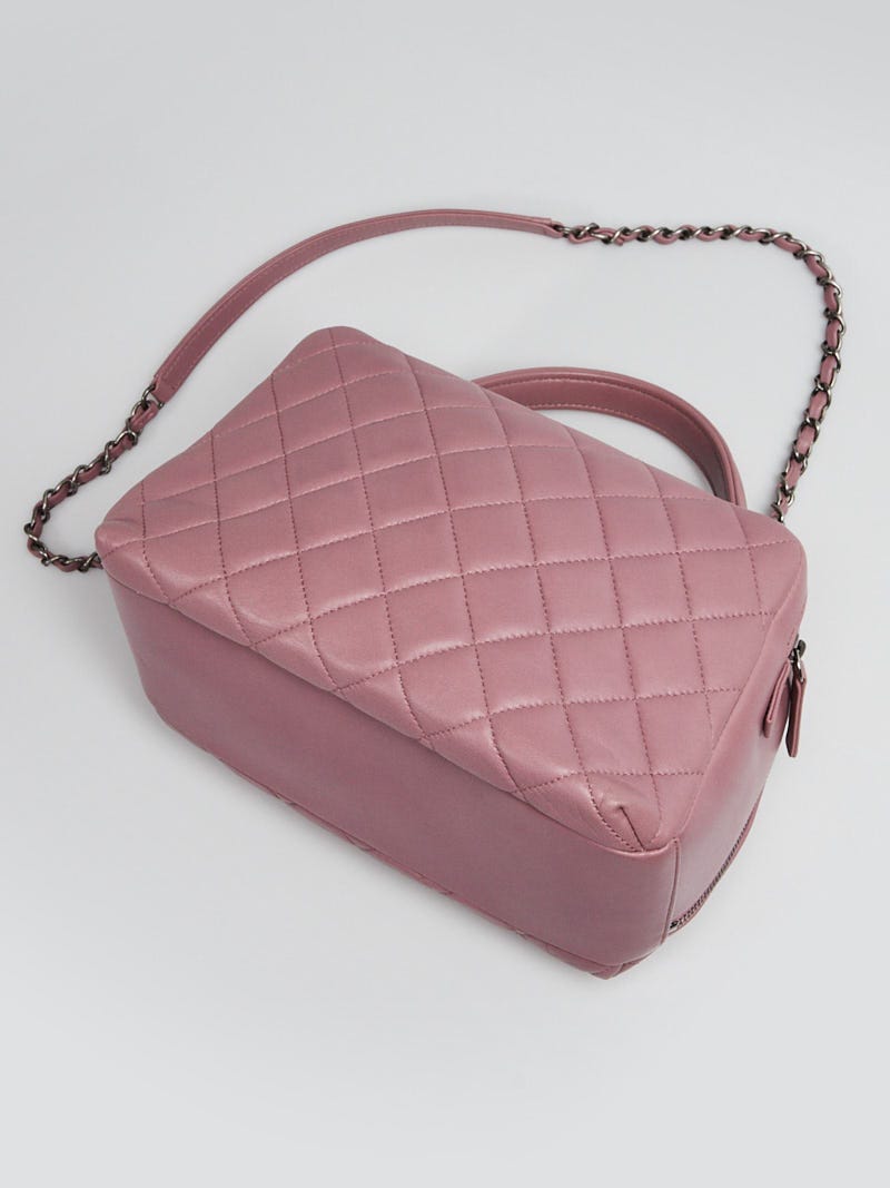 Chanel Purple Quilted Lambskin Leather Trendy CC Bowling Bag
