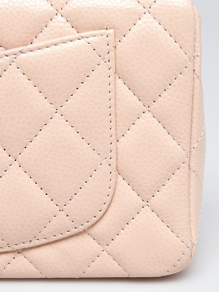 Chanel Light Pink Quilted Caviar Leather Classic New Mini Flap Bag