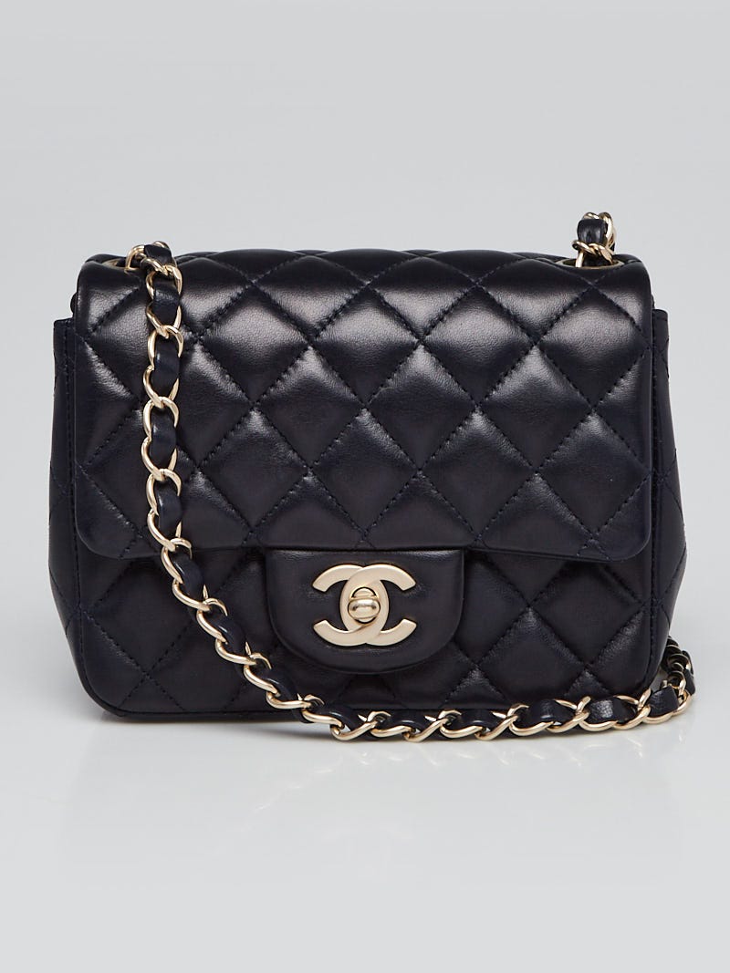 Chanel Navy Blue Quilted Lambskin Leather Classic Mini Flap Bag - Yoogi's  Closet
