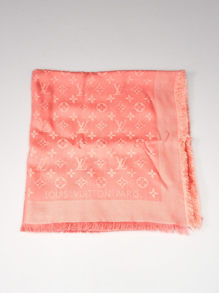 Louis Vuitton Red Monogram Silk/Wool Shawl Scarf - Yoogi's Closet