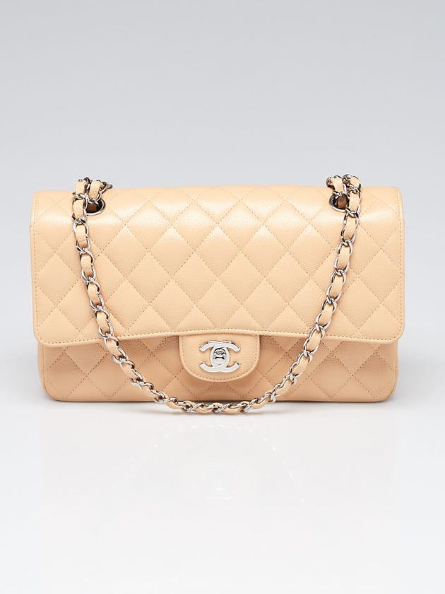 Chanel Beige Clair Quilted Caviar Leather Classic Medium Double Flap Bag