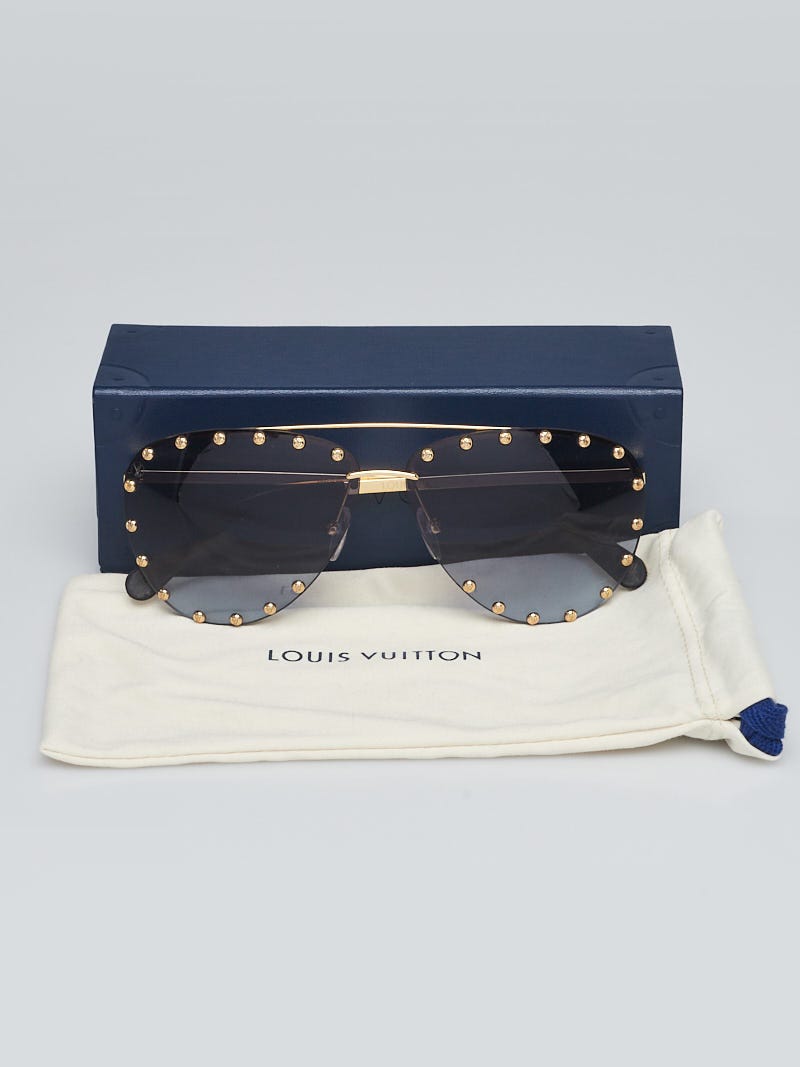 Louis Vuitton Goldtone Metal Studded Aviator Sunglasses