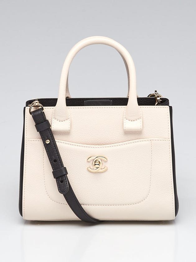 Chanel Beige/Black Grained Calfskin Leather Neo Executive Mini Tote Bag