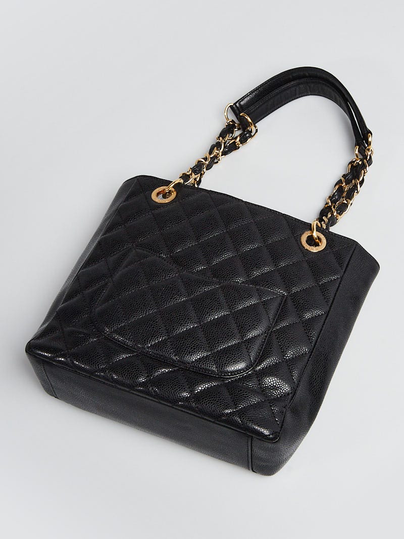 Chanel Black Quilted Caviar Leather Petite Shopping Tote Bag - Yoogi's  Closet