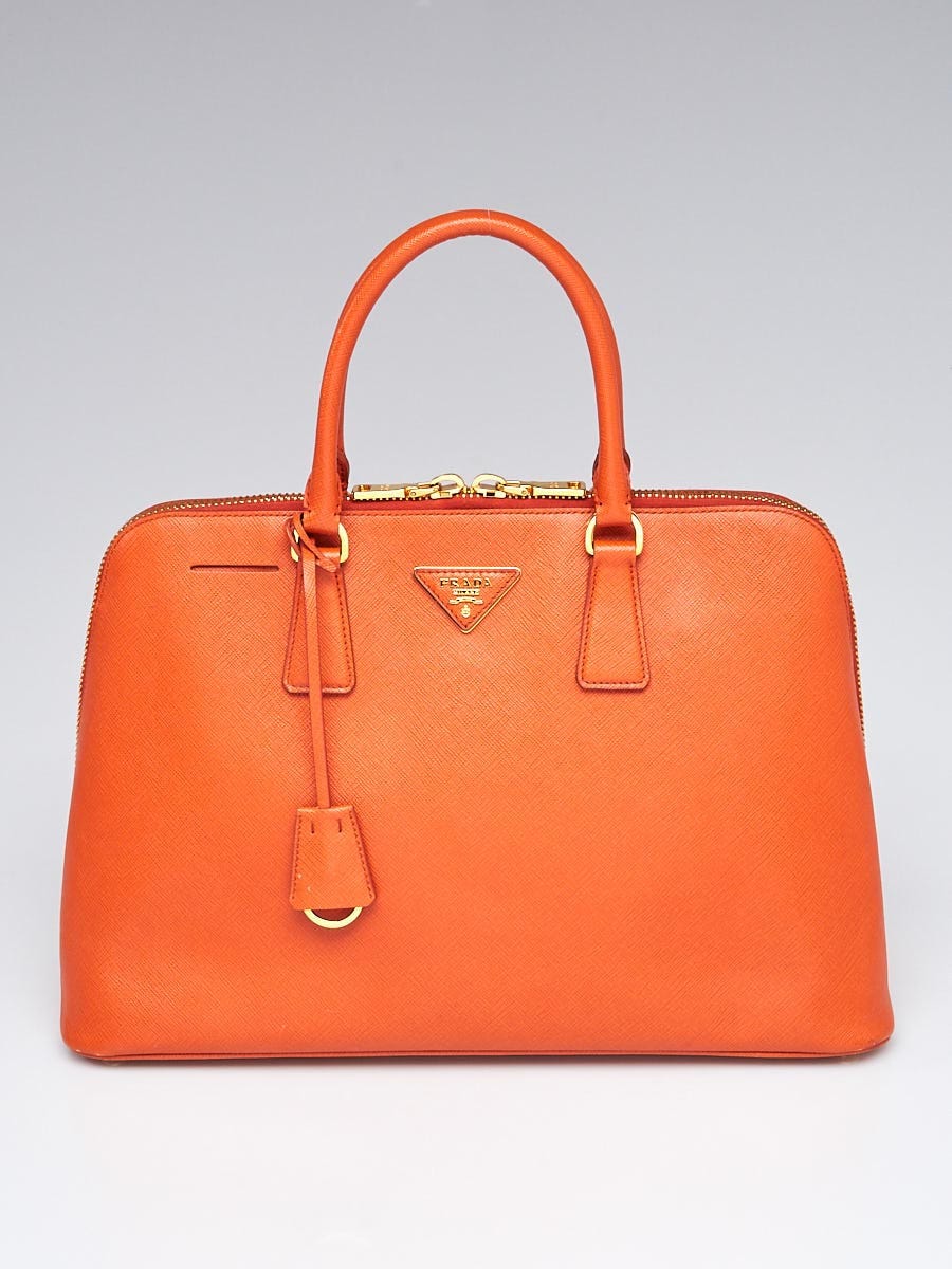 Prada Papaya Saffiano Lux Leather Top Handle Bag BL0812