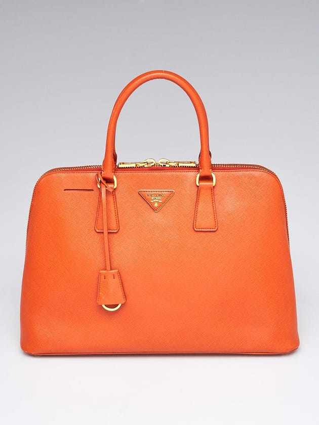 Prada Papaya Saffiano Lux Leather Top Handle Bag BL0812