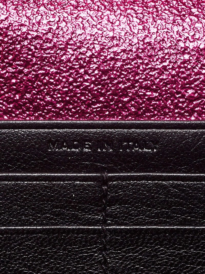 Yves Saint Laurent Metallic Pink Chevron Quilted Grained