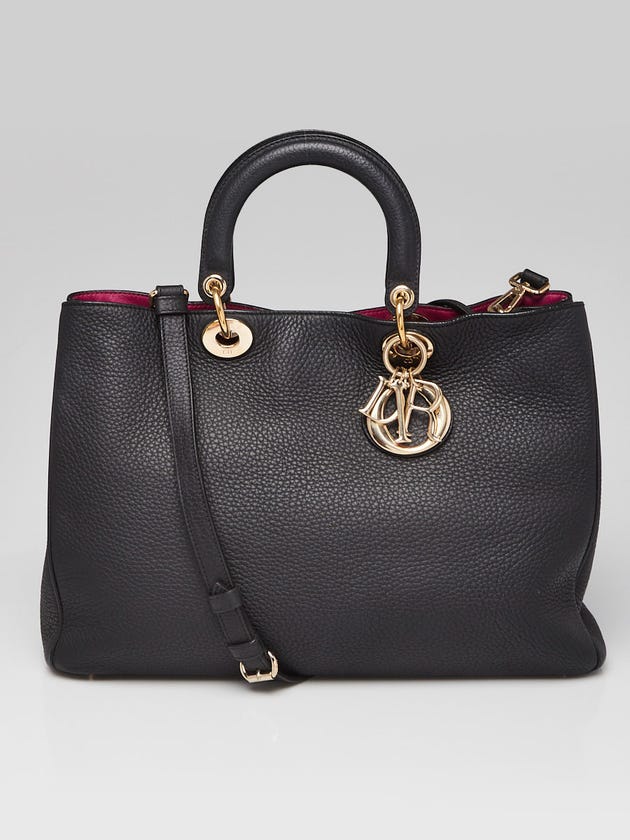 Christian Dior Black Leather Large Diorissimo Tote Bag