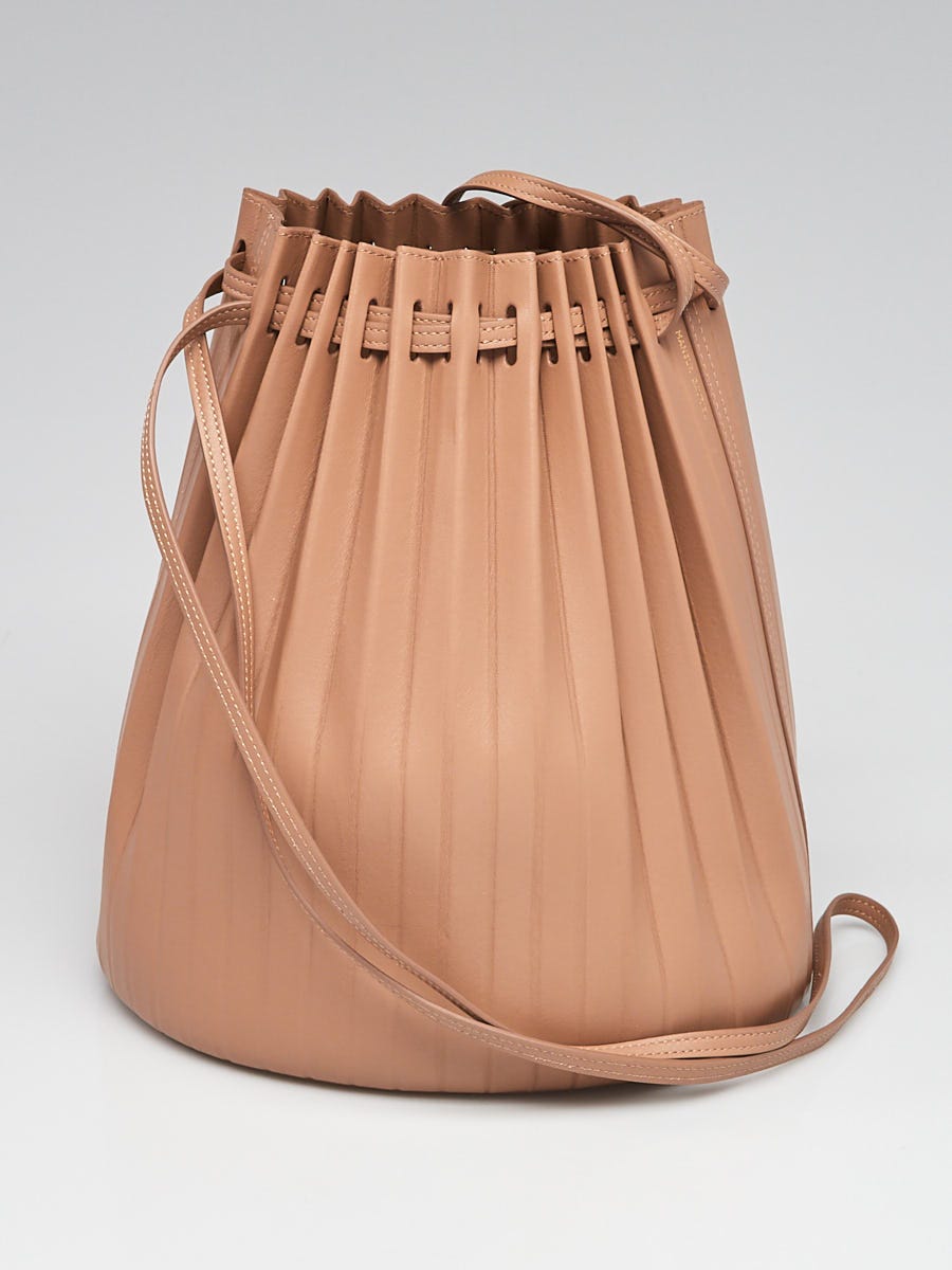 Mansur Gavriel Beige Pleated Leather Bucket Bag Yoogi s Closet