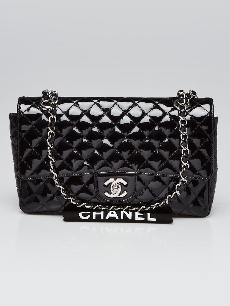 Chanel Black Quilted Patent Leather Secret Label Medium Flap Bag - Yoogi's  Closet