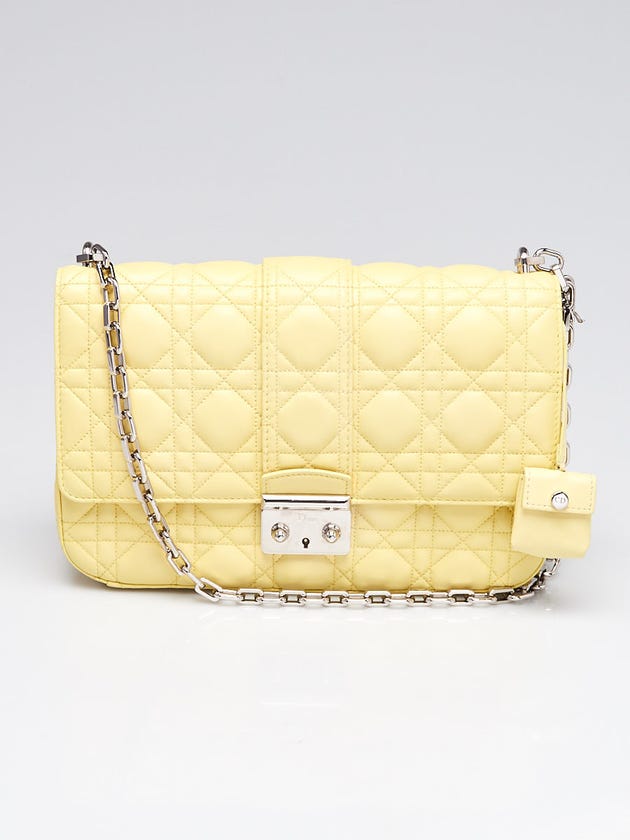 Christian Dior Yellow Cannage Quilted Lambskin Leather Miss Dior Medium Flap Bag