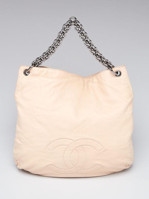 Chanel Beige Clair Lambskin Leather Soft and Chain Large Hobo Bag