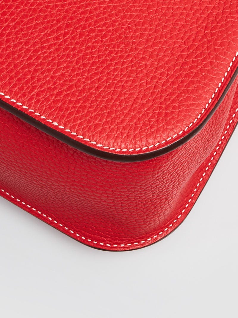 Hermes 31cm Rouge Tomate Clemence Leather Palladium Plated Halzan