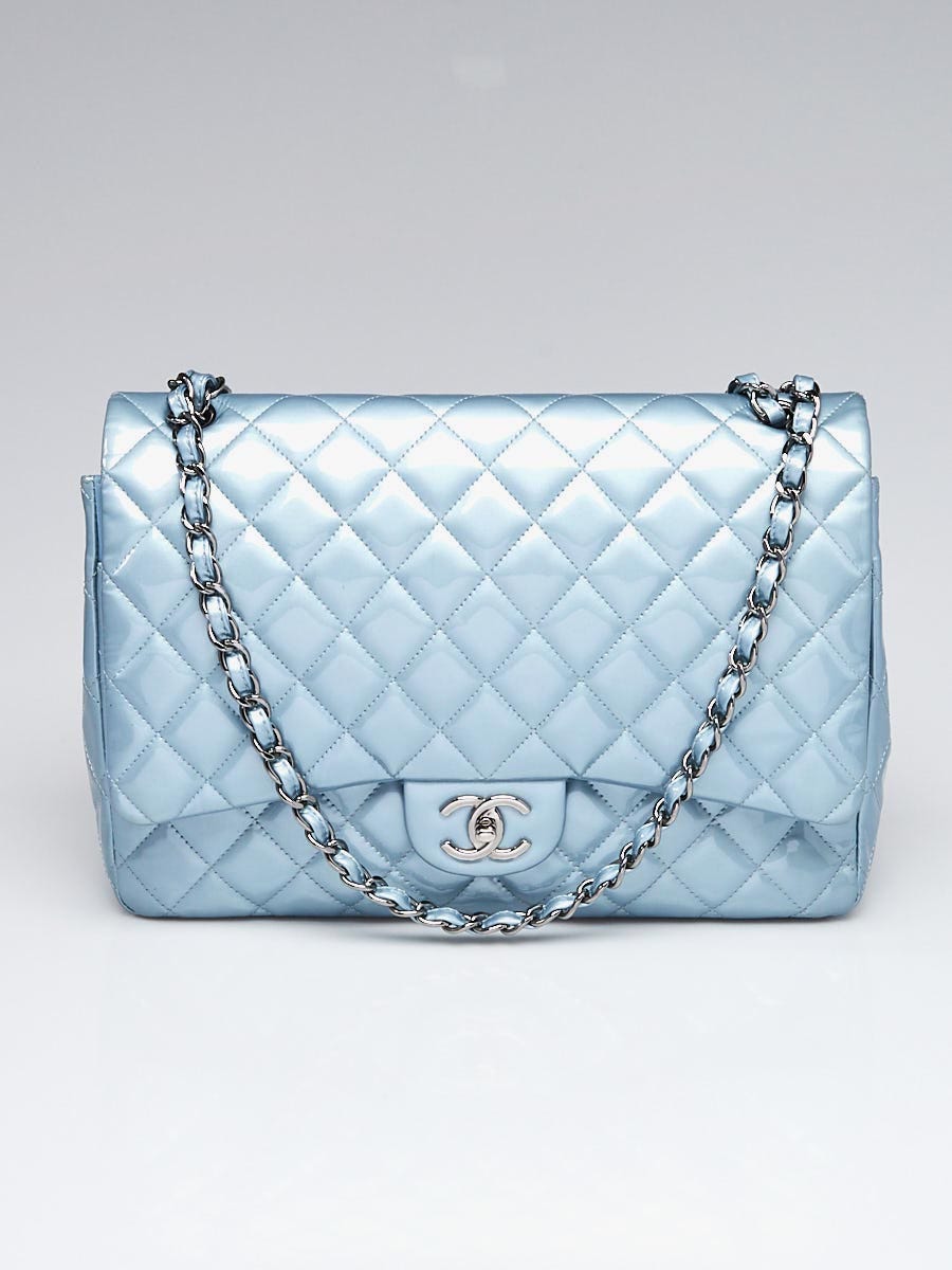Chanel Iridescent Blue Quilted Lambskin Classic Double Flap Medium